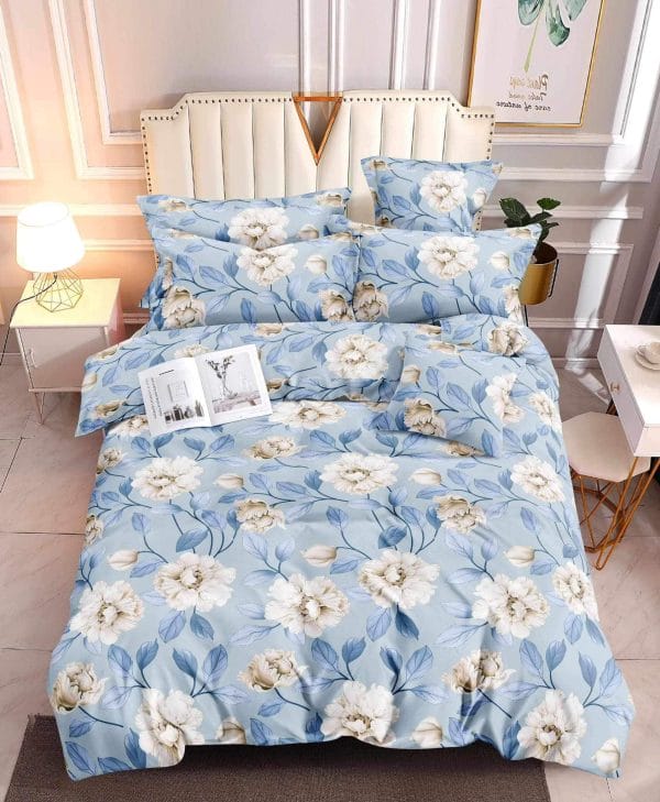 Blue Blooms- 100% Premium Canadian Cotton Bedsheet