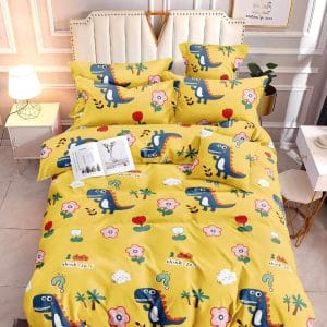 Dino Yellow- 100% Premium Canadian Cotton Bedsheet