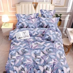 Purple Blue Leaf- 100% Premium Canadian Cotton Bedsheet