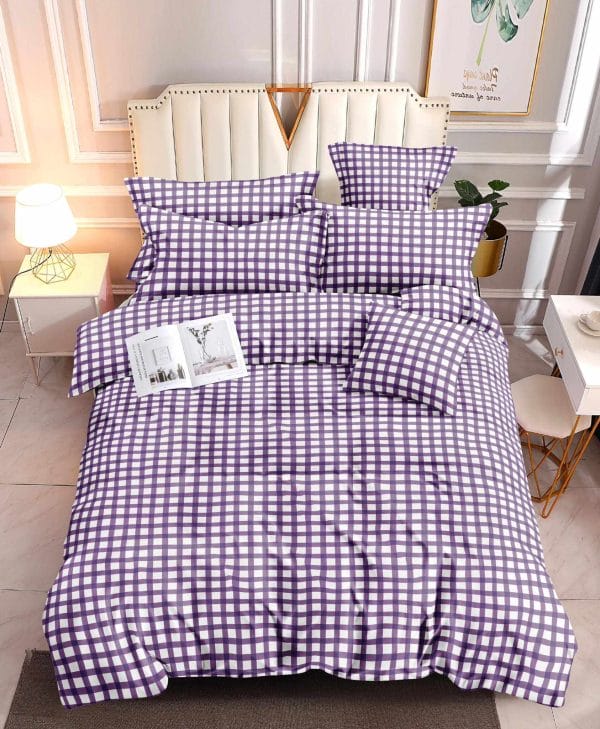 Violet Checkmate- 100% Premium Canadian Cotton Bedsheet