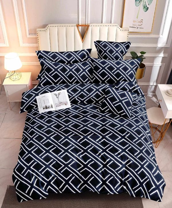 Crossline Navy- 100% Premium Canadian Cotton Bedsheet