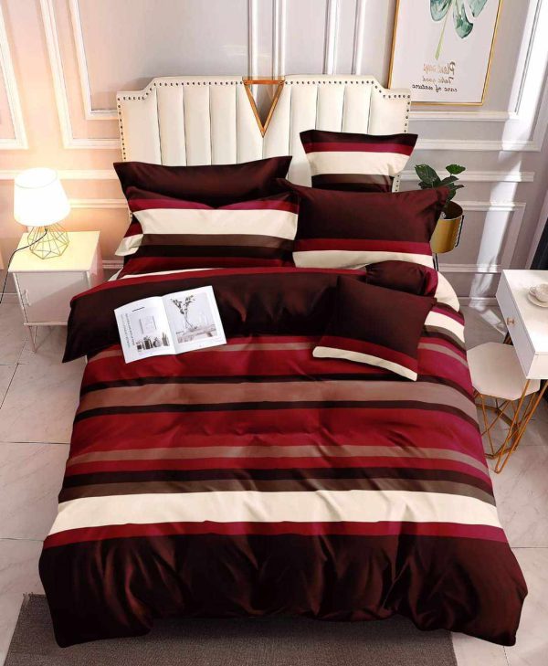 Burgundy Stripes- 100% Premium Canadian Cotton Bedsheet