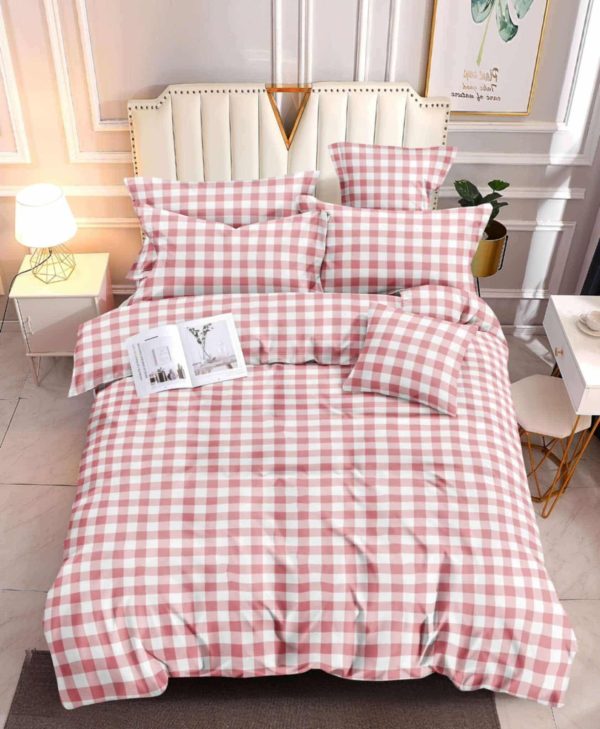 Blush Gingham Charm- 100% Premium Canadian Cotton Bedsheet