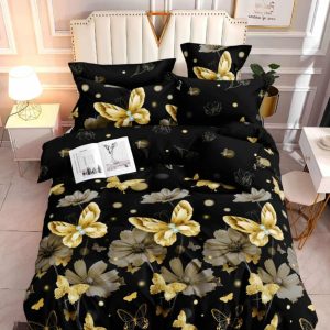 Golden Butterfly Nocturne- 100% Premium Canadian Cotton Bedsheet