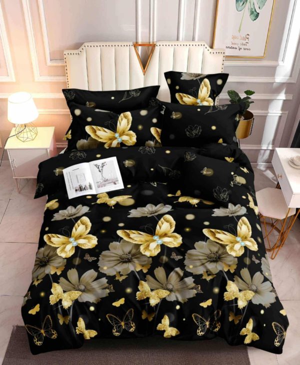 Golden Butterfly Nocturne- 100% Premium Canadian Cotton Bedsheet