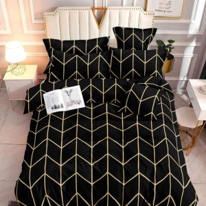 Midnight Gold Geometry- 100% Premium Canadian Cotton Bedsheet