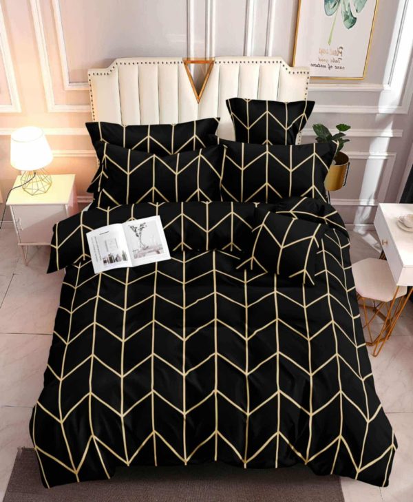 Midnight Gold Geometry- 100% Premium Canadian Cotton Bedsheet