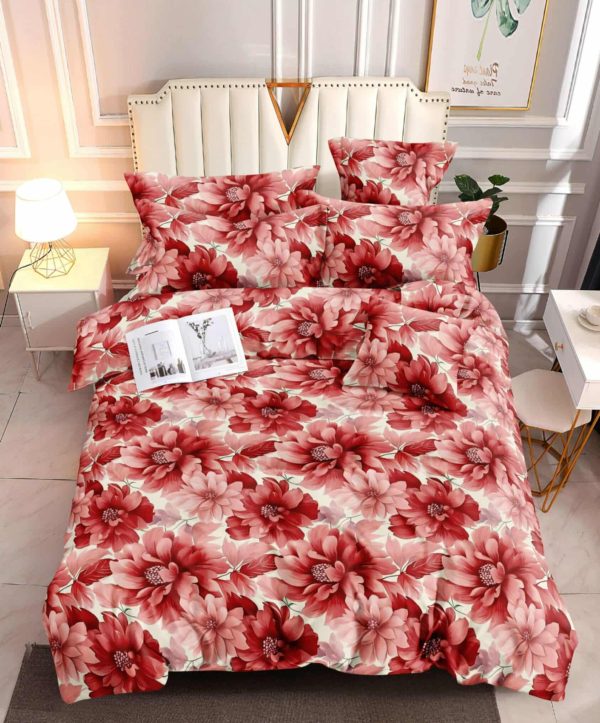 Crimson Bloom- 100% Premium Canadian Cotton Bedsheet
