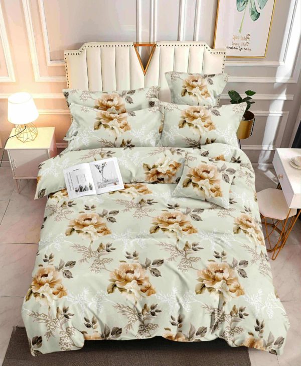Golden Petal Grace- 100% Premium Canadian Cotton Bedsheet