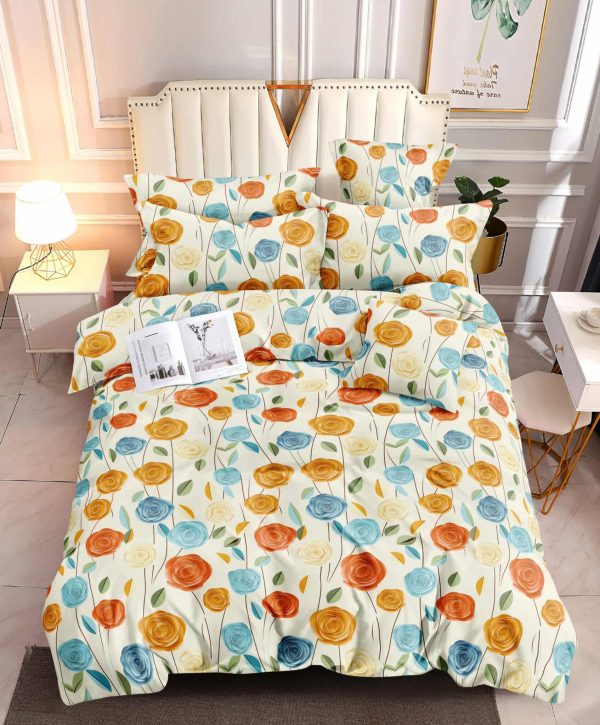 Golden Petal Waltz- 100% Premium Canadian Cotton Bedsheet