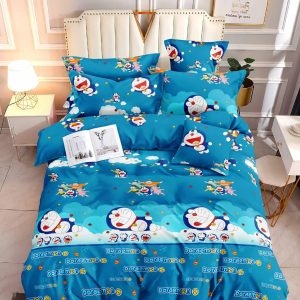 Doraemon Sky Adventures- 100% Premium Canadian Cotton Bedsheet
