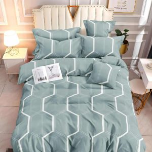 Mint Geometry Grid- 100% Premium Canadian Cotton Bedsheet