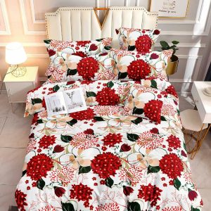 Red Floral Burst- 100% Premium Canadian Cotton Bedsheet