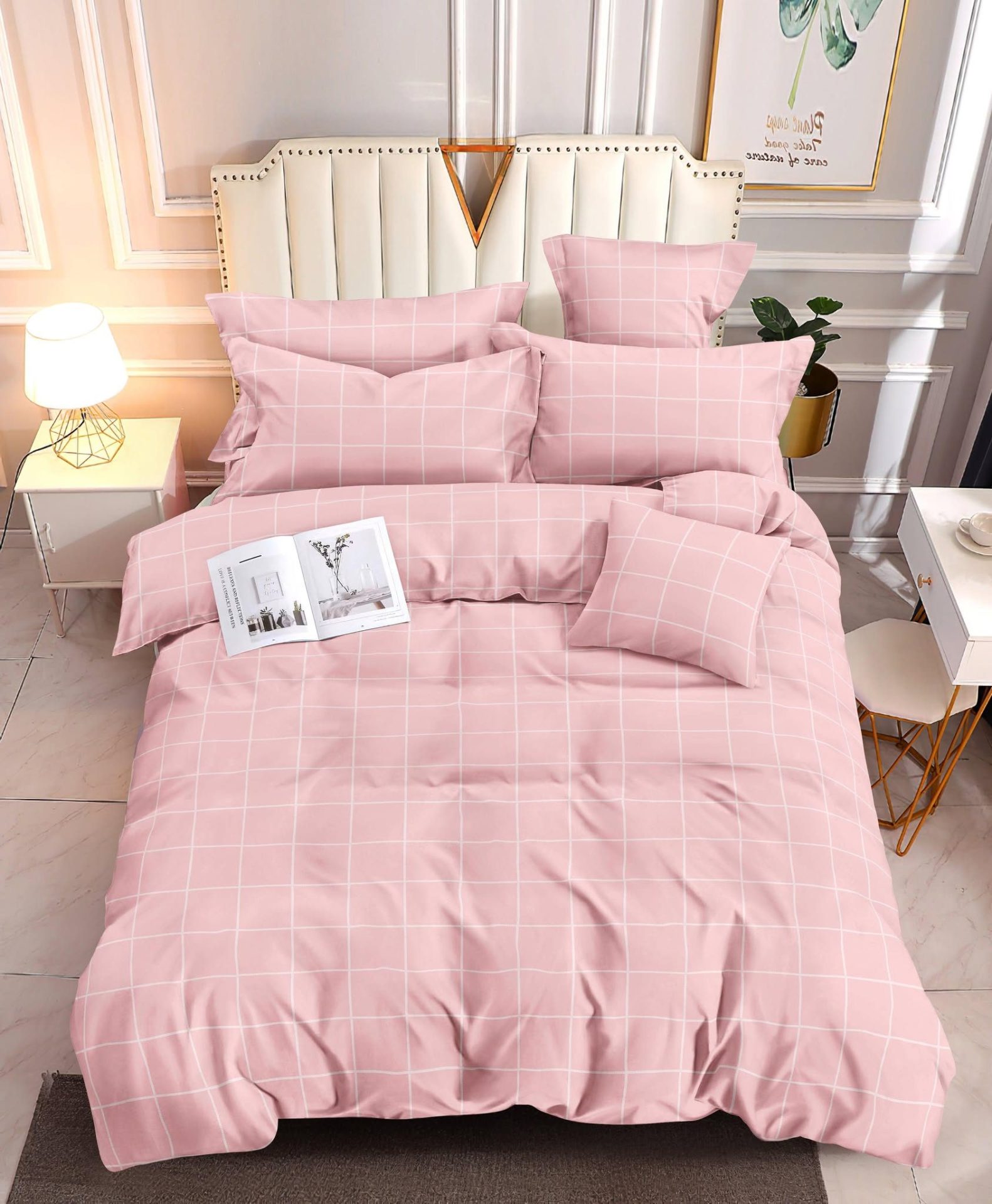 Rose Grid- 100% Premium Canadian Cotton Bedsheet